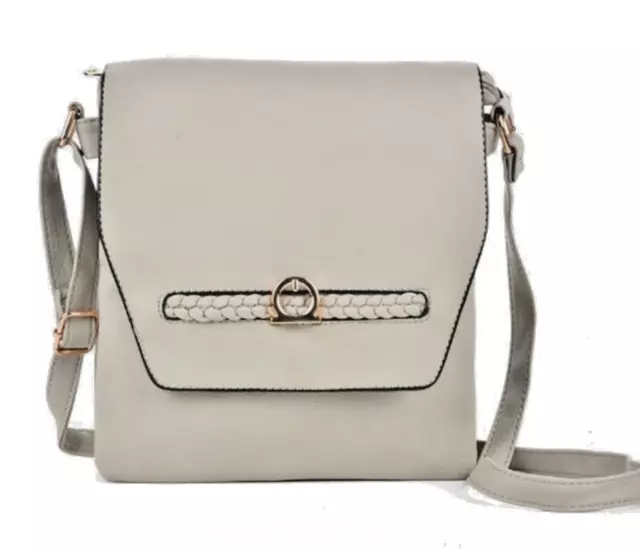 Intrigue Light Grey Faux leather Cross Body Messenger bag