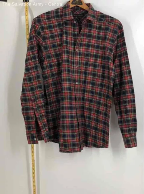 Burberry Mens Red Plaid Collared Long Sleeve Button-Up Shirt Size 41-16 COA