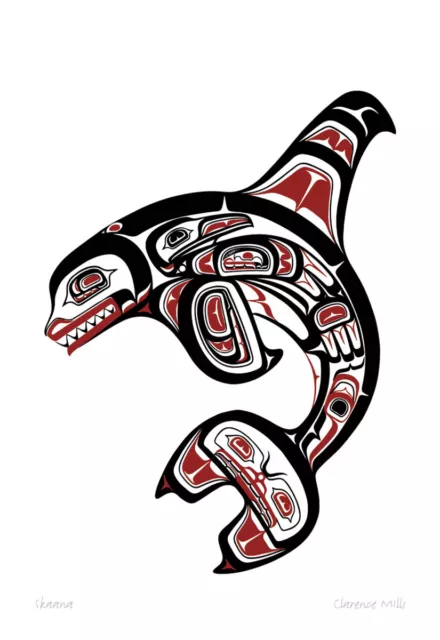 Skaana Haida Killer Whale Clarence Mills Art Card Northwest Coast Native