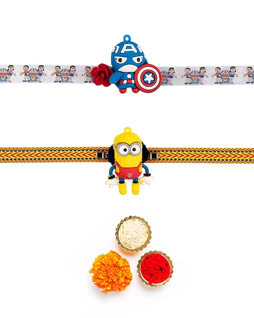 LITTLOO Avengers and Minion Rakhi Set for Kids Combo - [Pack of 2]