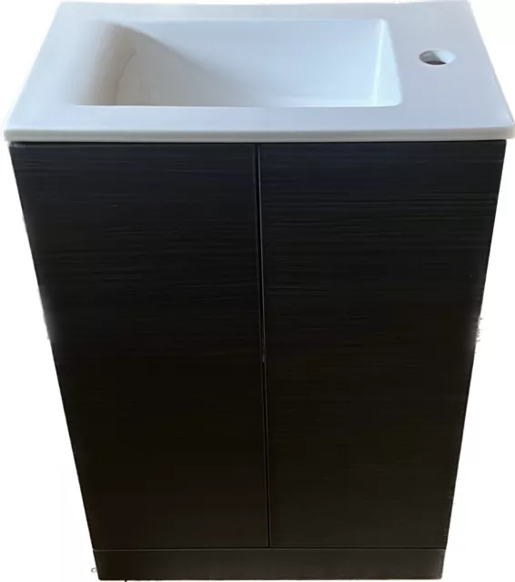 Floor Standing 2-Door Vanity Unit Basin 1 Charcoal Woodgrain 540mm Bathroom Sink