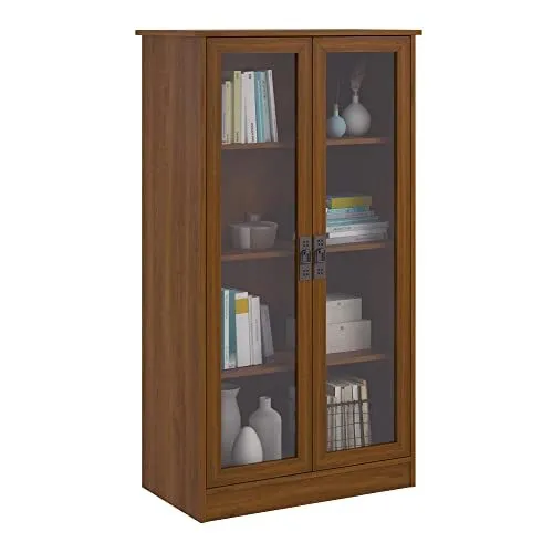 Quinton Point 4 shelves Bookcase with Glass Doors, Inspire Cherry