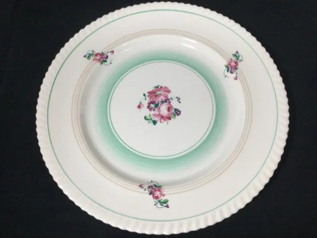 Grays pottery art deco Hand Painted flower banded green Large Dinner Plate 25cm