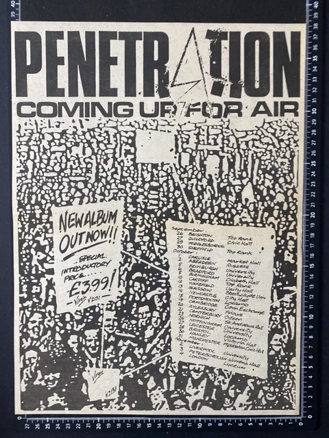 Penetration - Coming Up For Air - 1979 Advert Poster A3 Size L111