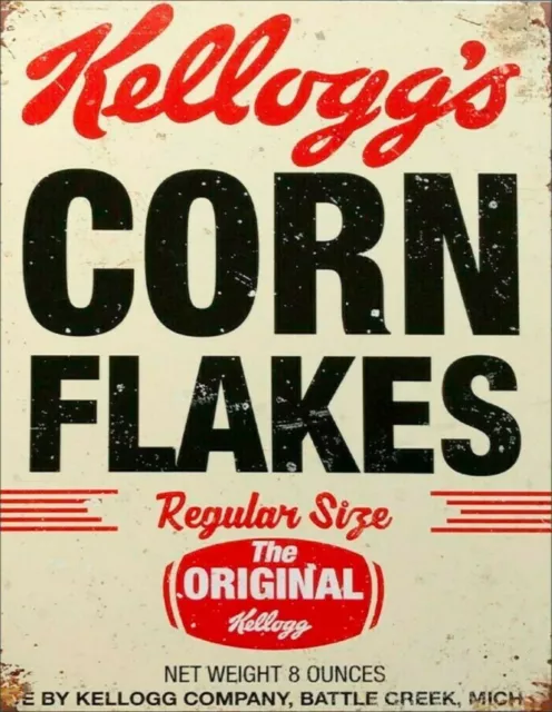 Retro Plaque Kelloggs Corn Flakes Kitchen Cafe Breakfast Vintage Metal Wall SIGN