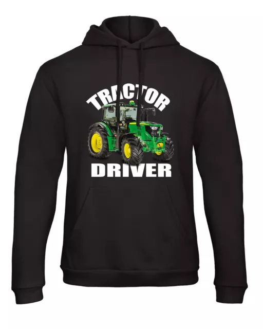 Tractor driver kids children black hoodie pullover green tractor farmer