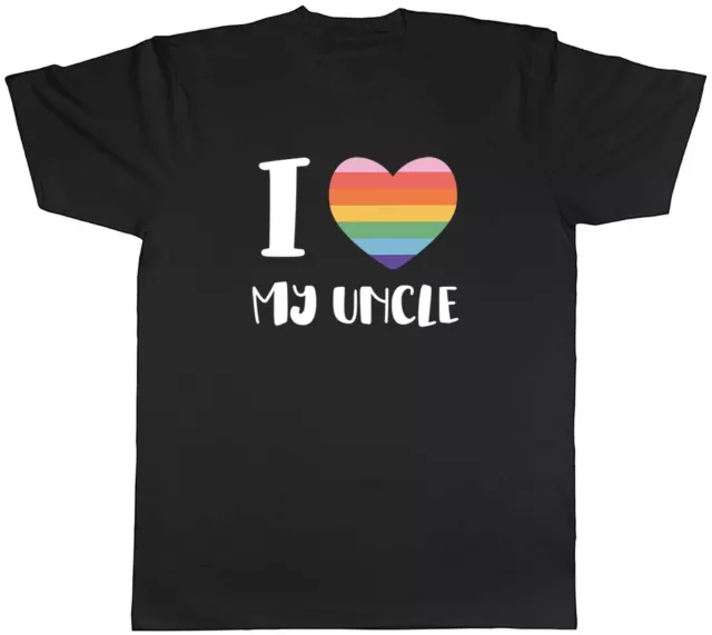 Pride Rainbow Heart Mens T-Shirt I Love my Uncle LGBTQ+ Unisex Tee Gift