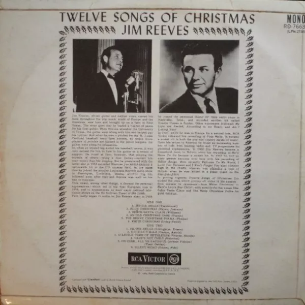 Jim Reeves - Twelve Songs Of Christmas (LP, Album, Mono) 2