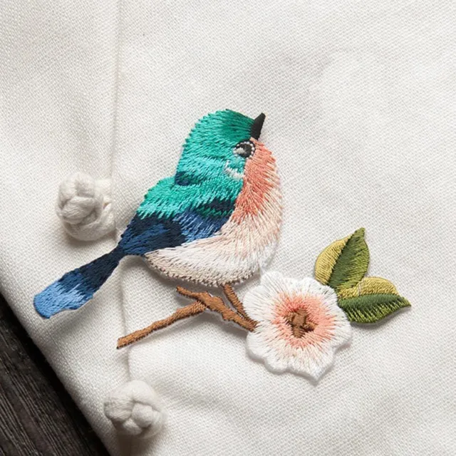 Beautiful Motif Flower Applique Patch Sew/Iron on Sewing Embroidered Birds