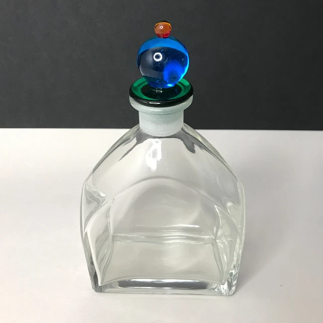 CARAFE A WHISKY en verre FLACON dlg MURANO Venise signé, design ancien