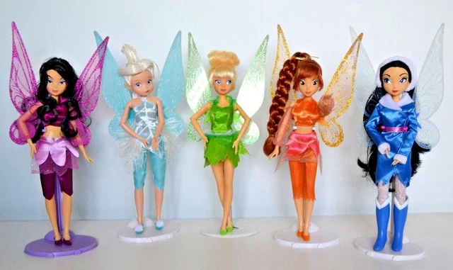 Disney Store Tinkerbell Flutter Wing Fairy Dolls Silvermist Vidia Fawn Rosetta