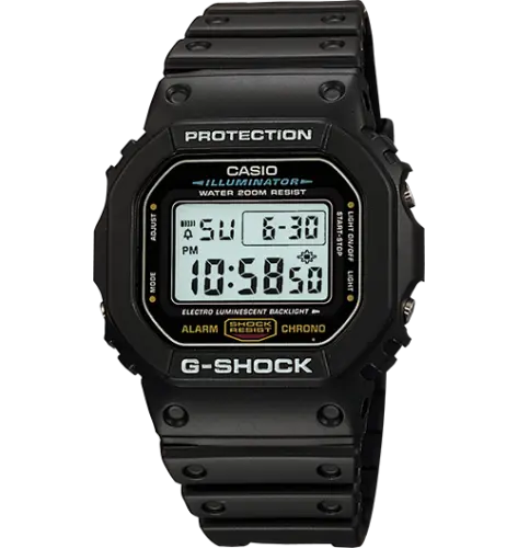 CASIO DW5600E-1V Mens Classic GSHOCK Black Resin Digital Chronograph Sport Watch