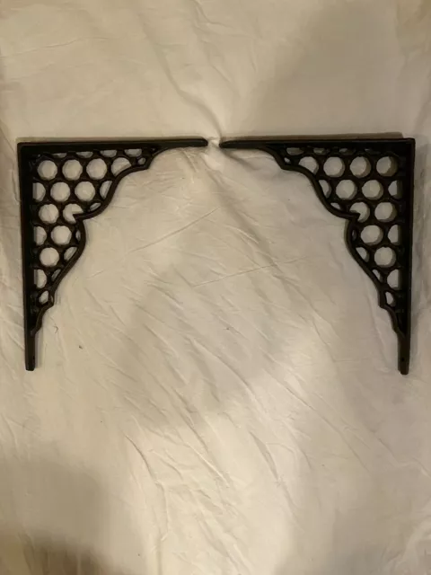 2 WEB  Black Cast Iron WALL BRACKETS CORNER PLANT HANGERS shelf support brace