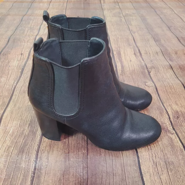 Tory Burch Womens Boots Black 8.5 Margaux 90 MM Distressed Capra 4" Heel