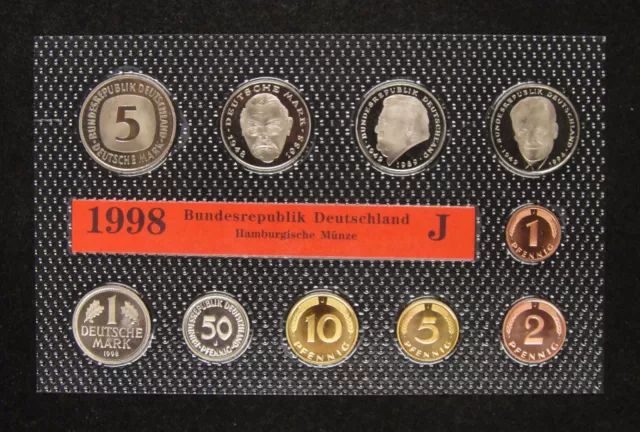 Germany Coins Set of 10 Pieces 1998 J Edition UNC