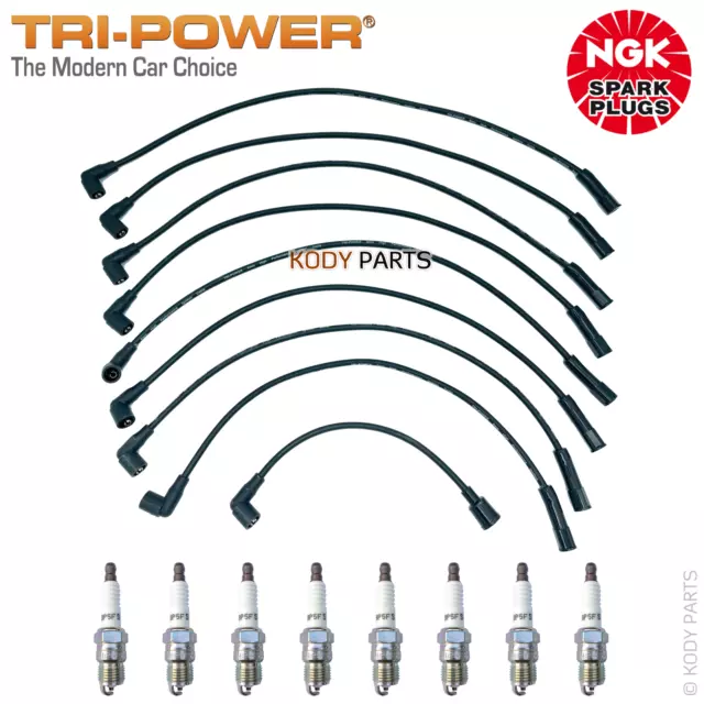 TRI-POWER IGNITION LEADS & NGK PLUGS -for Ford Fairlane ZJ 4.9L V8 302 Cleveland