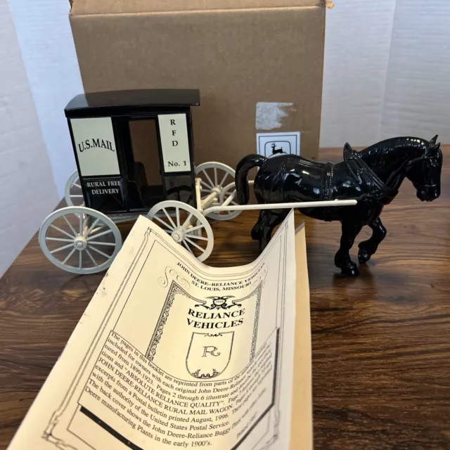 John Deere Die Cast Mail Wagon Rural Delivery Horse Drawn Booklet Box 1997
