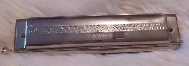 Vintage Hohner Harmonica Chromonica 64 C Model Nr 280 4 Octaves Wood Box L1 3