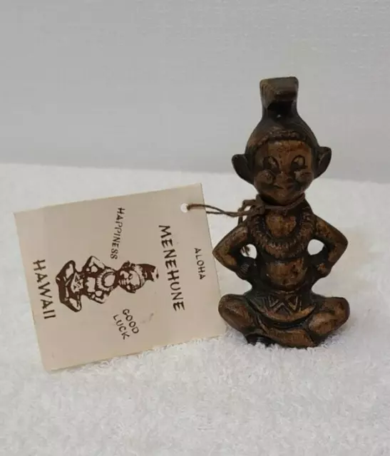 Vintage 1960 Hawaiian Menehune Good Luck Figurine Treasure Craft - Luck Bringer