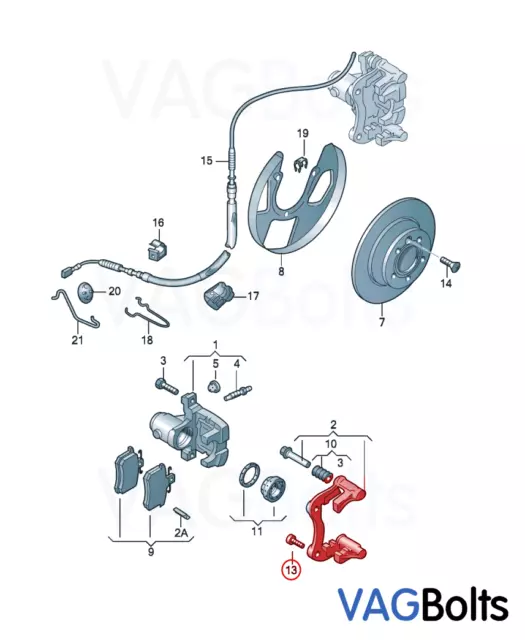 2x Genuine VW Golf MK4 Polo Beetle Rear Brake Caliper Carrier Bolt GTI TDI R32 2