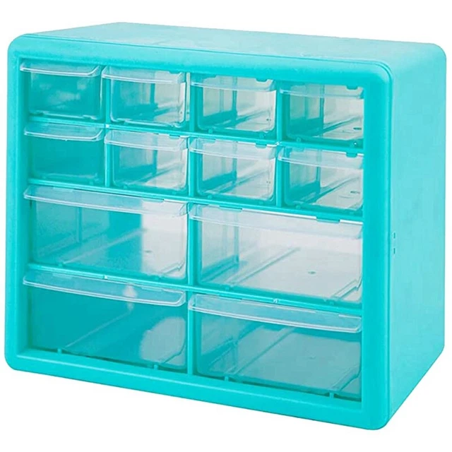 Organizzatore Portaoggetti 3 Cassetti Compatto Blu – Plastica PS, 16,8x16,8x16,5 Cm - 6