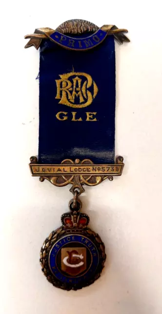 Vintag 1939 Hallmarked Silver Masonic Jewel Medal Jovial Lodge 5738 Albert Corey