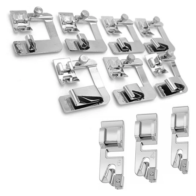 Lot De 8 Pieds-de-biche Pour Machine à Coudre - Acier Inox, Tailles 3 à 10 Mm, Pied D'ourlet