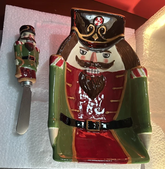 Nutcracker DIP Bowl and spreader Set.2 Pieces.ceramic.new By Holiday Magic