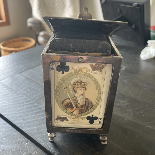 vintage Chester Edwardian sterling silver playing card holder