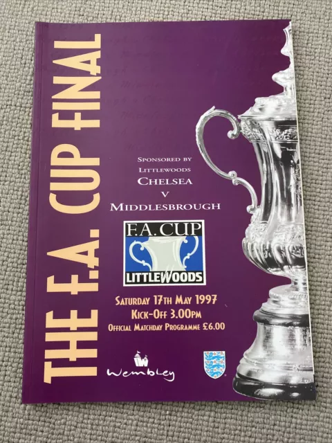 1997 FA cup final programme. Chelsea vs Middlesborough. Excellent.