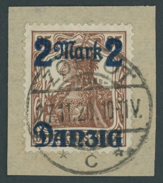 FREIE STADT DANZIG 1920, 2 M. auf 35 Pf., ohne Netzunterdruck, zeitgerechte