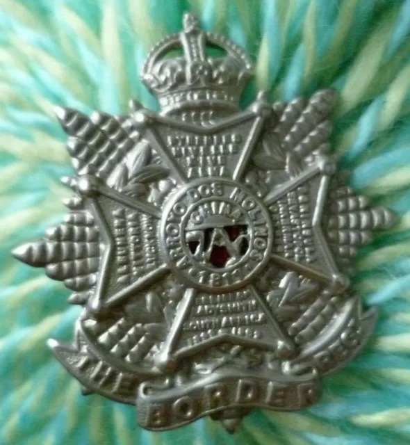 WW1 The Border Regiment Cap Badge KC White Metal VOID Center Slider ANTIQUE Org