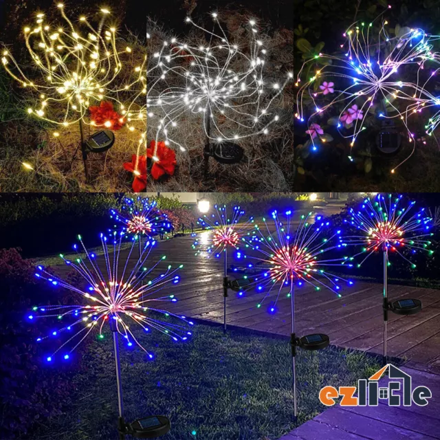 Solar Garden Lights Firework Light LED Waterproof Fairy String Lights Xmas Decor