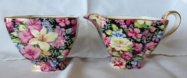 RARE Vtg. 2 Pcs Creamer & Sugar Bowl ROYAL WINTON Grimwades FLORENCE Chintz 2