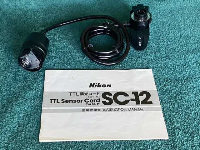 Nikon SC-12 TTL Flash Sensor Cord Connector for SB-11 SB-14 With Instructions