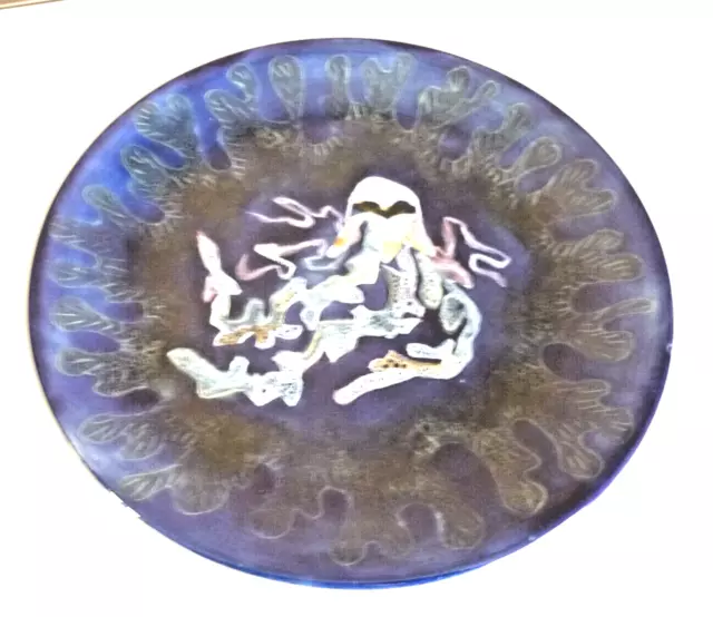 Superbe Assiette Ceramique Emaillee, Sant Vicens, Meduse Stylise, 60'S,No Lurcat