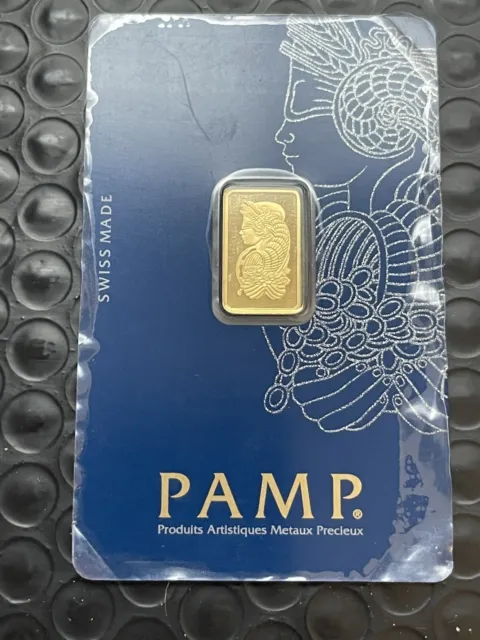 2.5 Gram Gold Bar - PAMP Suisse Lady Fortuna in Mint Assay Serial # 190977