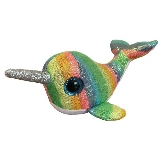 Ty Beanie Boos Nori The Narwhal Plush Whale Rainbow Shimmer Stuffed plush toy