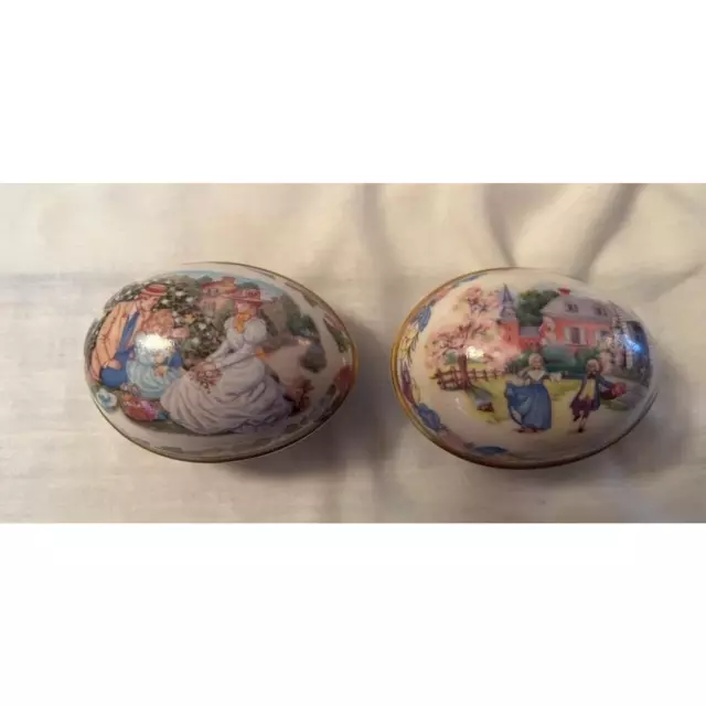 1990 Lenox Gathering Memories 1987 Colonial America Porcelain Easter Egg Boxes