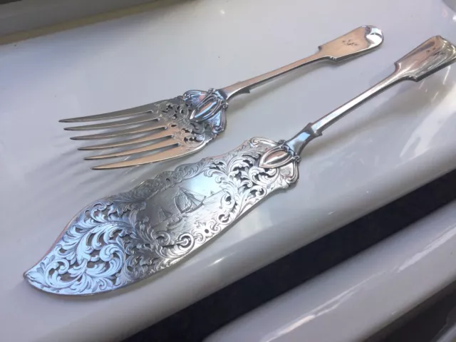 Lovely Antique Victorian Elkington And Mason Silver Plated Fish Servers 2
