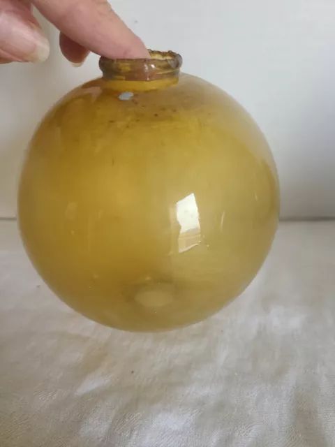 Vtg. 5" Amber Transparent Lightning Glass Ball;No Metal Collars