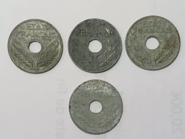 4 pieces de etat francais de 1941-42-42 2