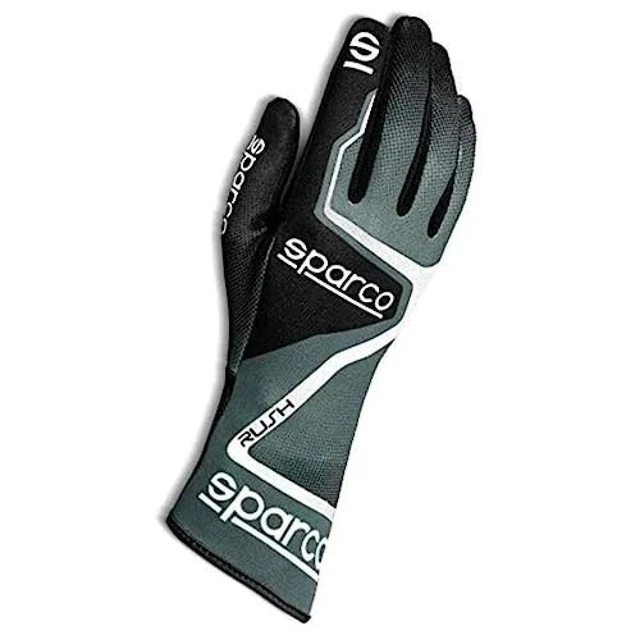(TG. 10) Sparco 00255610GRNR Rush 2020 Guanti Karting, Grigio/Nero, 10 - NUOVO