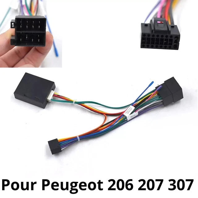 Adaptateur De Faisceau De Câbles 16 Broches BYNCG Pour Voiture, Décodeur Canbus Compatible Avec Peugeot 206 207 307, Câble D'alimentation Radio Android