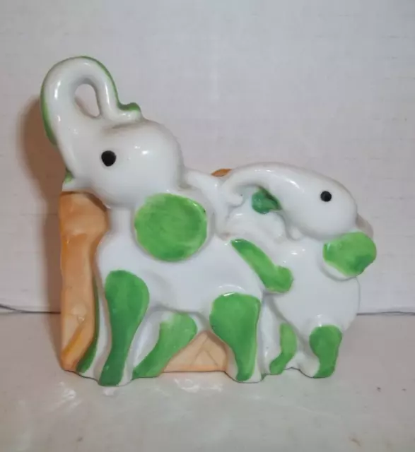 Vintage 2 Elephant Figurine Trinket Dish Ashtray Toothpick Holder Japan MCM 3.5"