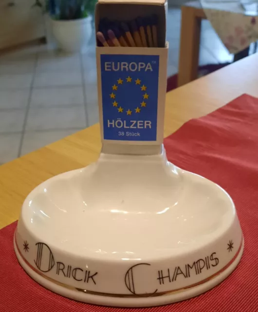 Alter Porzellan-Aschenbecher von Hackefors, Drick Champis