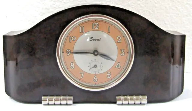 1930's French Art Deco Scout Bakelite Winding Alarm Clock