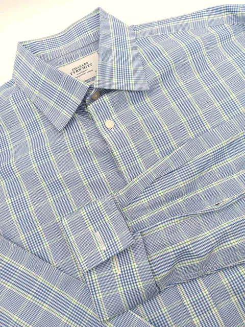 🇬🇧 CHARLES TYRWHITT Slim Fit French Cuff Shirt 16.5x35 Blue Check $23. ...