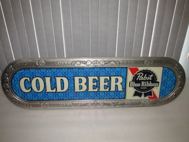 Pabst Blue Ribbon Beer SIGN COLD BEER Vintage 40" Plastic