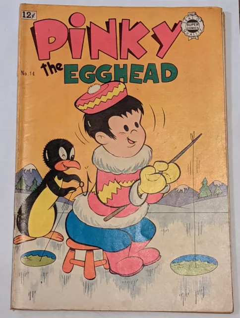 Super Comics 1963 Pinky The Egghead #14 Noodnik In The Snow Statue Contest